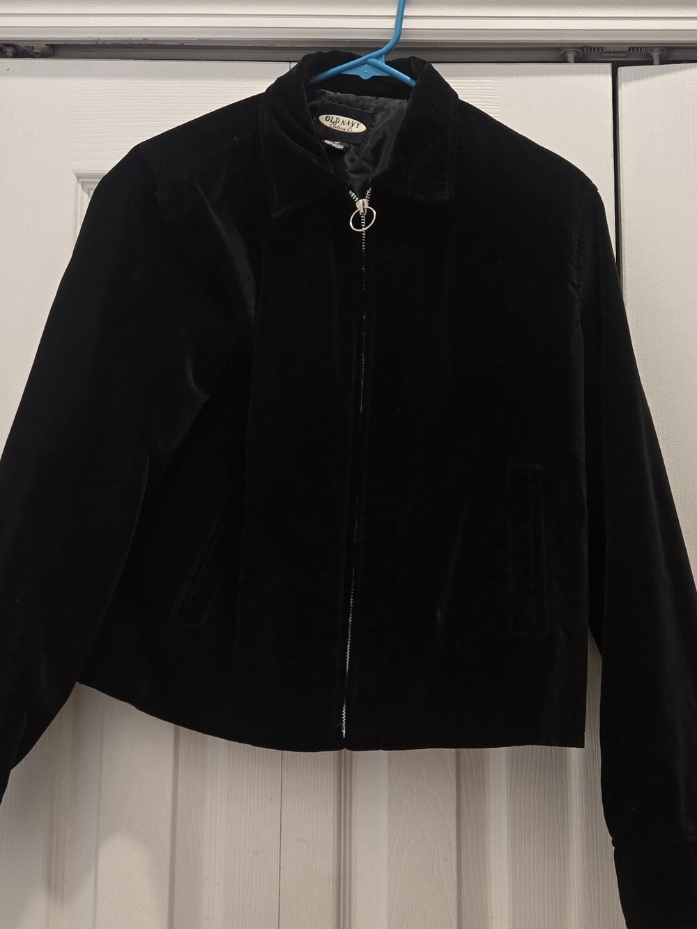 Vintage Old Navy Black Velvet Zip-Up Bomber Jacket